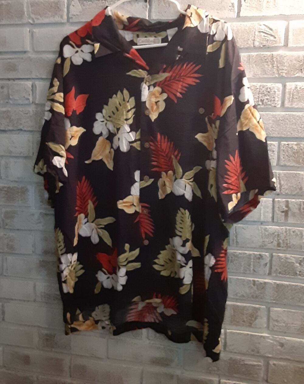 Vintage Caribbean Hawaiian Shirt XL Navy & multicored Rayon Button up
